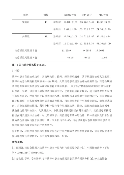 神经内科与康复综合治疗急性期脑卒中患者探讨1.docx