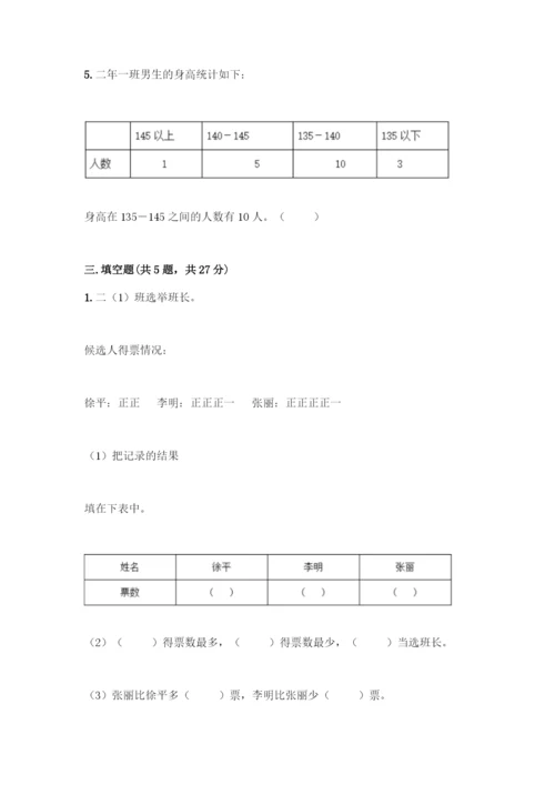 人教版二年级下册数学第一单元-数据收集整理-测试卷附答案【模拟题】.docx