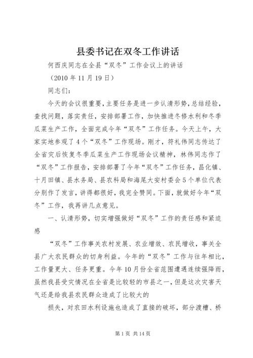 县委书记在双冬工作讲话.docx