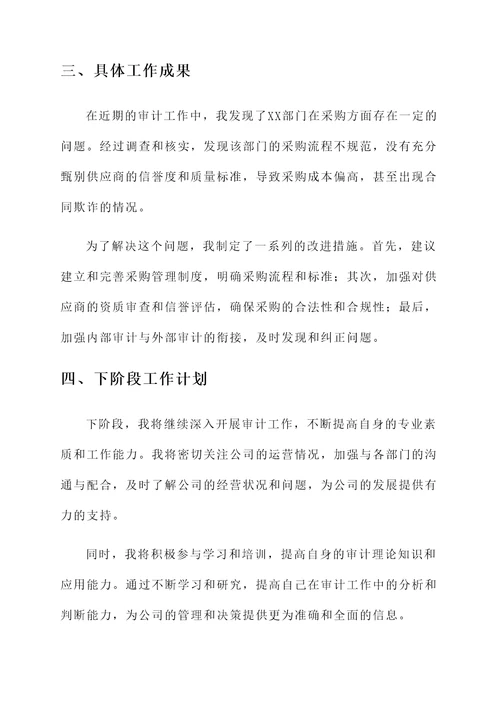 审计人员近期思想工作汇报