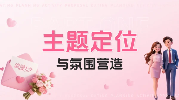 粉色3D风七待已久夕望是你：浪漫七夕约会策划活动方案PPT模板