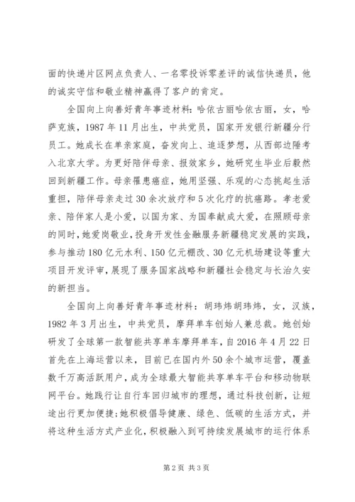 全国向上向善好青年事迹材料.docx