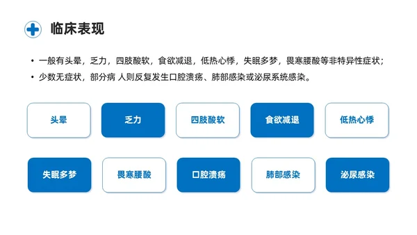 蓝色商务简约骨髓抑制的护理查房培训课件模板