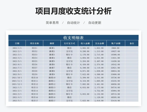 项目月度收支统计分析