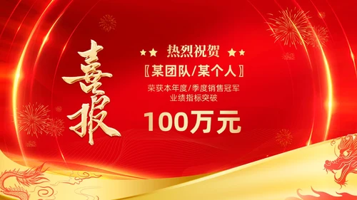 红色喜庆大气企业销售战报喜报捷报贺报PPT
