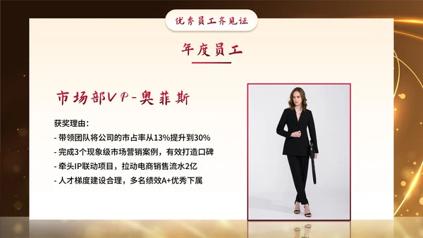 金色奢华金人颁奖典礼年终总结PPT模板