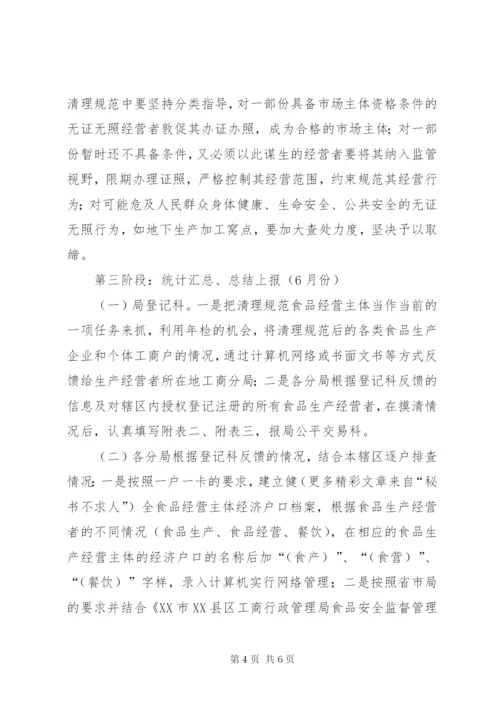 区工商局开展依法清理规范食品经营主体资格工作方案.docx