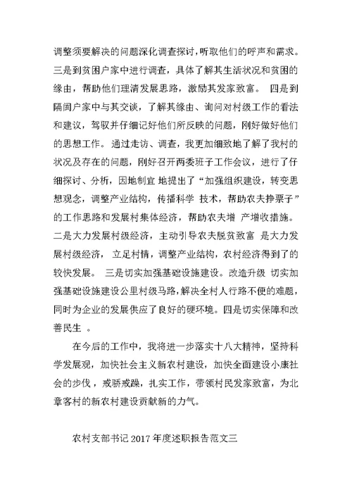 农村支部书记度述职报告