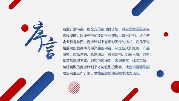 红蓝搭配创业商业融资计划书PPT模板