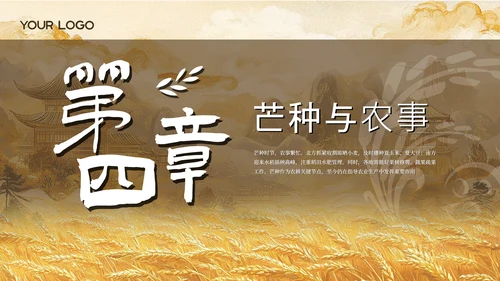 黄色古风中国传统文化二十四节气芒种课堂科普PPT模板