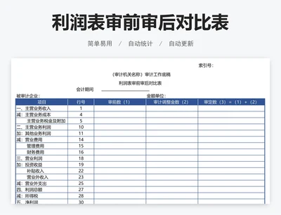 利润表审前审后对比表