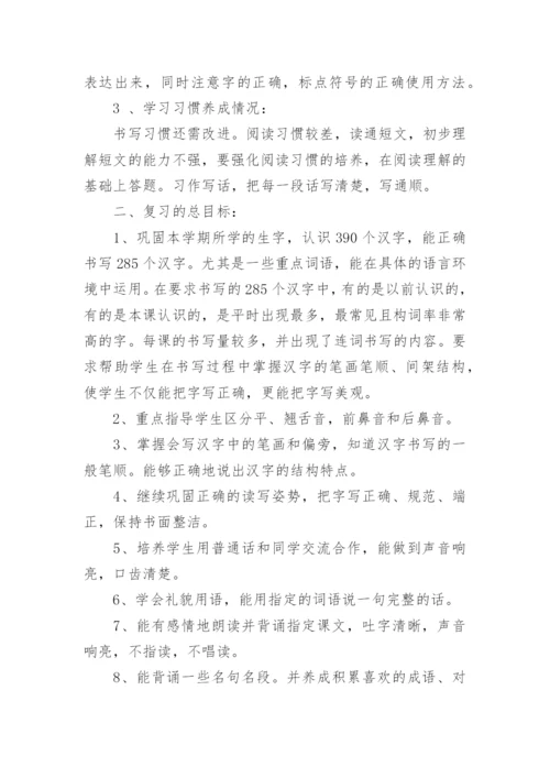 语文二年级下册期末复习计划.docx
