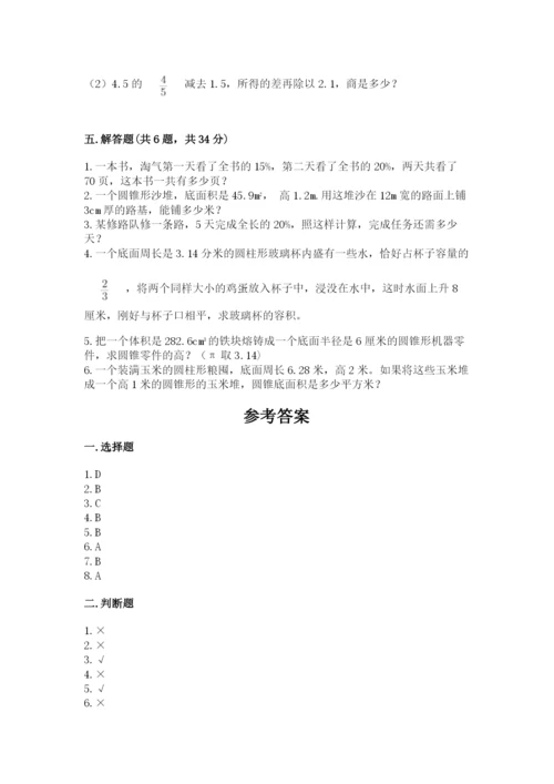 苏教版六年级下册数学期中测试卷含完整答案【夺冠系列】.docx