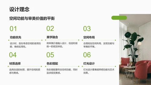 绿色商务风室内设计灵感与提案PPT模板