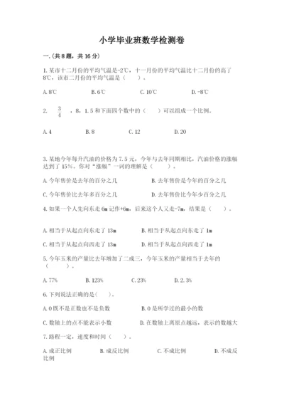 小学毕业班数学检测卷精品带答案.docx