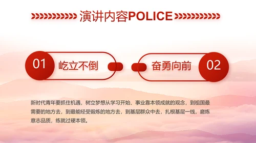 红色大气公安警察风采展示动态PPT
