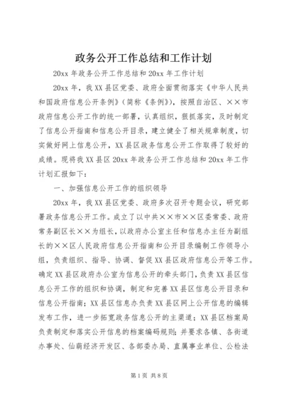 政务公开工作总结和工作计划.docx