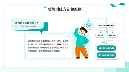 绿色绿叶小清新教育家庭中的感觉统合训练PPT课件教师培训