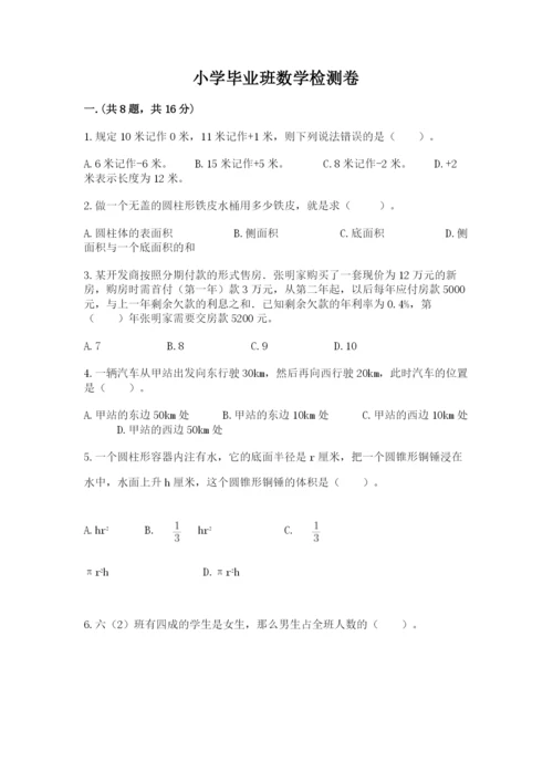 小学毕业班数学检测卷及完整答案【有一套】.docx
