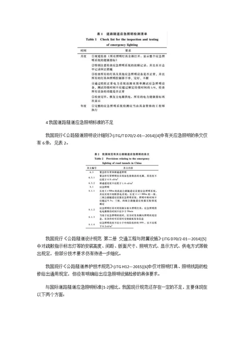 国际道路隧道应急照明标准及其借鉴