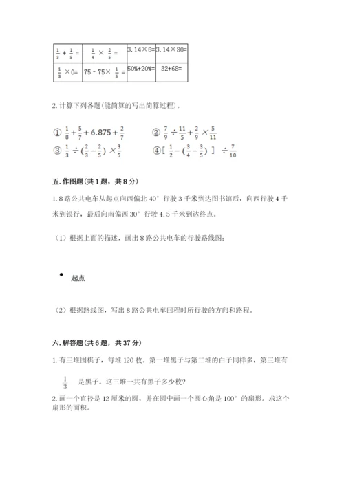 六年级上册数学期末测试卷含答案（夺分金卷）.docx