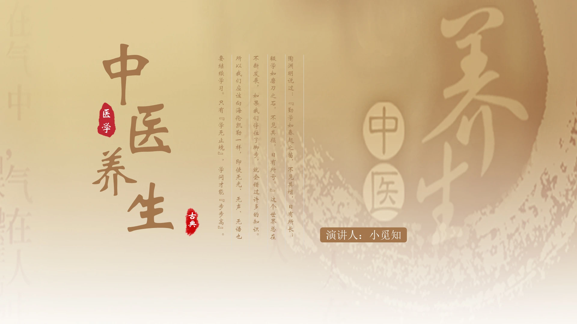 棕色中国风课件中医养生培训PPT模板夏季养生ppt