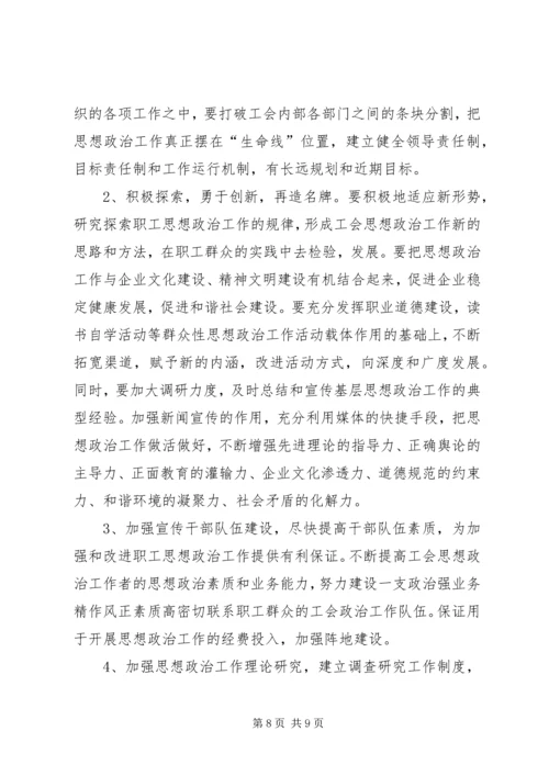 关于全市工会组织开展职工思想政治工作情况的调查.docx