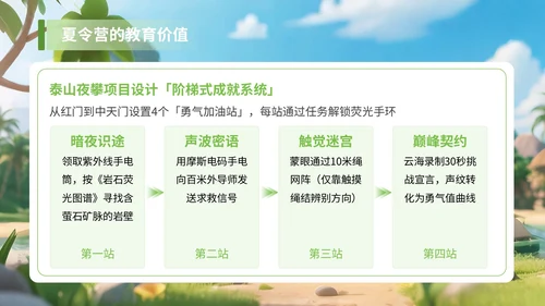 绿色3D风享受野趣感受阳光夏季旅游计划PPT