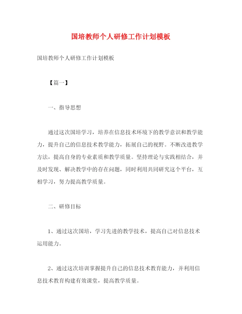 精编之国培教师个人研修工作计划模板.docx