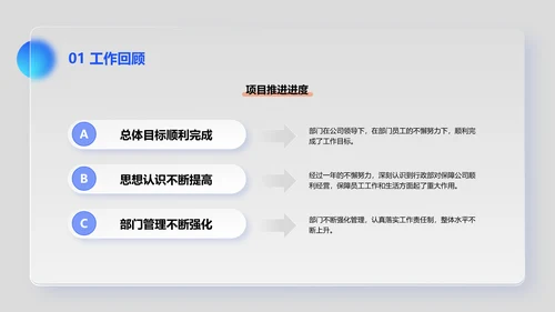 蓝白毛玻璃工作总结汇报PPT模板