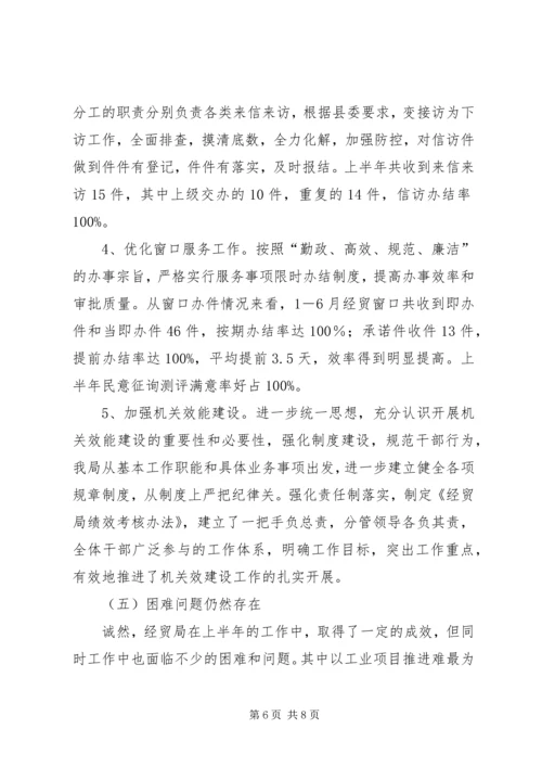 经贸局上半年工作总结及下半年计划.docx