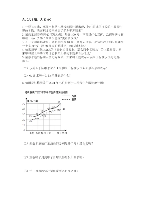 苏教版数学六年级下册试题期末模拟检测卷附完整答案【历年真题】.docx