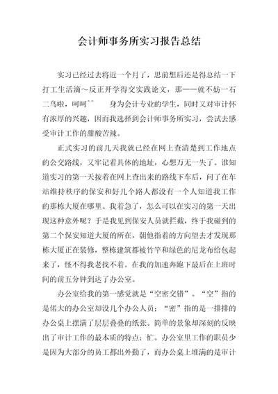 会计师事务所实习报告总结