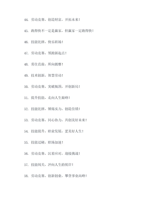 劳动和技能竞赛宣传标语