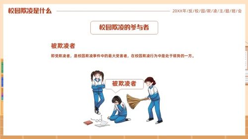 插画风反对校园霸凌主题班会PPT校园欺凌