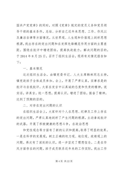 乡镇民主生活会汇报材料.docx