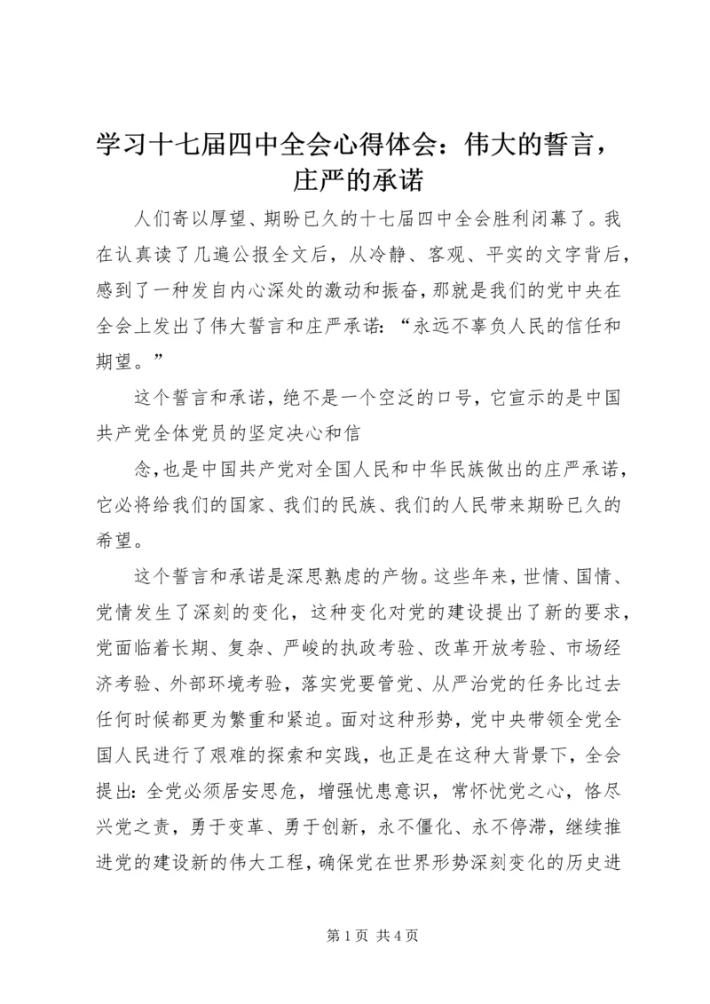 学习十七届四中全会心得体会：伟大的誓言，庄严的承诺 (2).docx