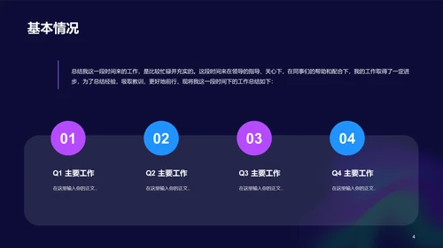 紫色简约扁平弥散风工作总结PPT
