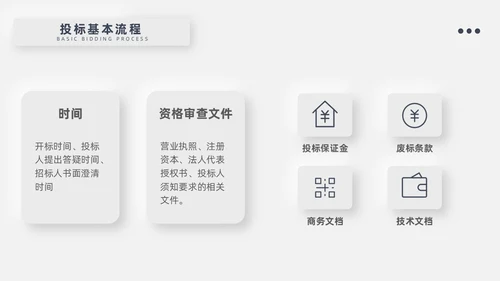 灰色新拟态招标投标流程微粒体商务简约述职PPT模板