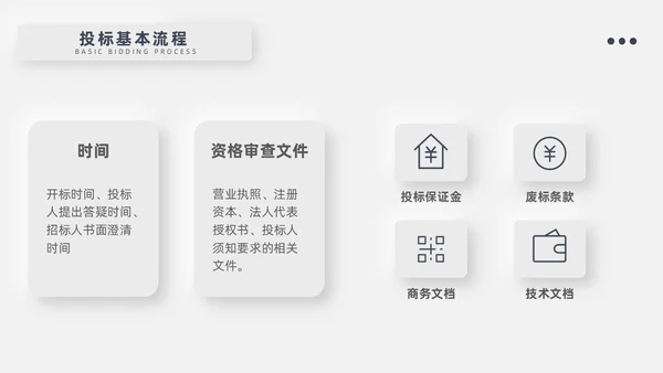 灰色新拟态招标投标流程微粒体商务简约述职PPT模板