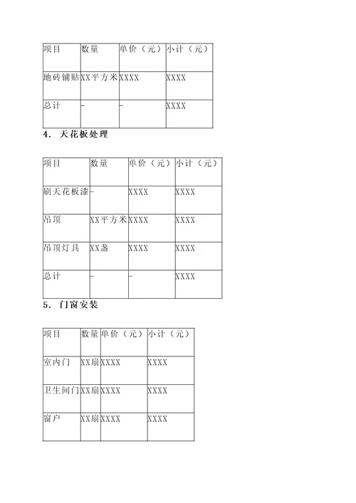 完整装修报价单