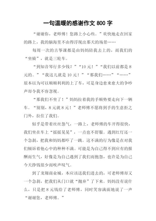 一句温暖的感谢作文800字.docx