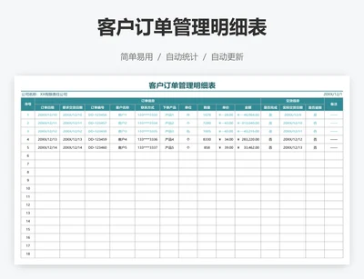 客户订单管理明细表