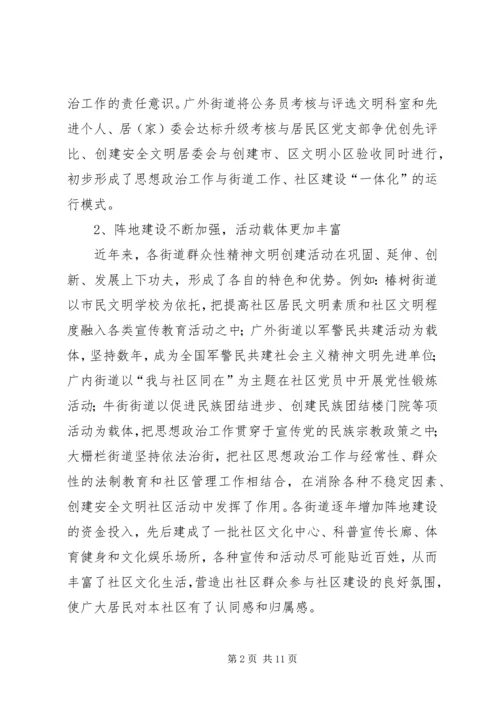 关于加强和改进社区思想政治工作的调研.docx