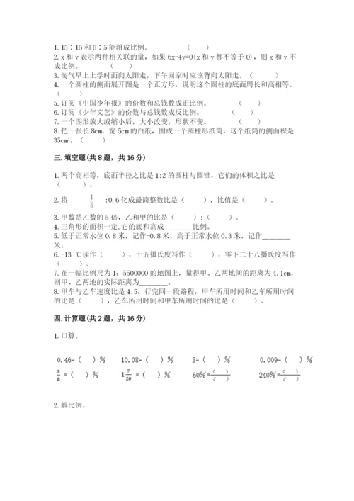 人教版六年级下册数学期末测试卷（典优）word版.docx