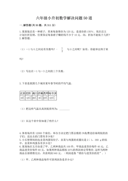 六年级小升初数学解决问题50道精品【考点梳理】.docx