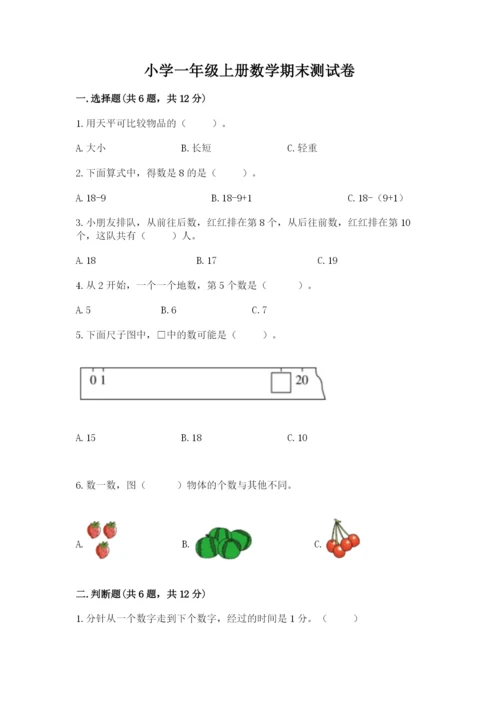小学一年级上册数学期末测试卷附完整答案【考点梳理】.docx