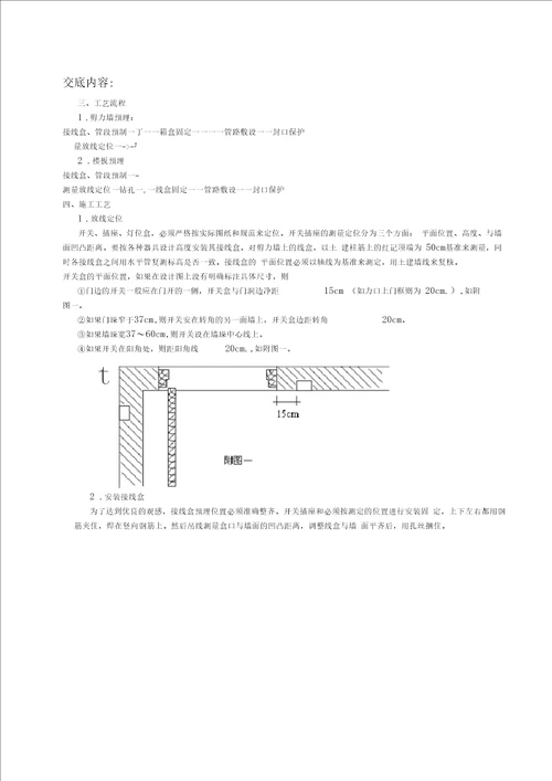 电气安装线管预埋技术交底