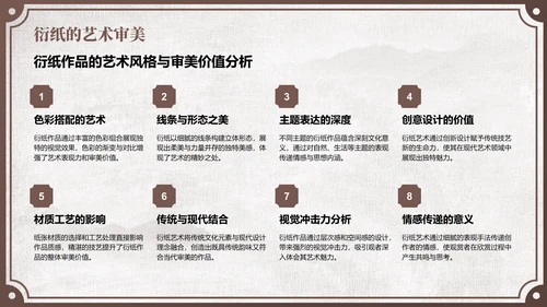 棕色中国风非遗衍纸技艺赏析PPT模板