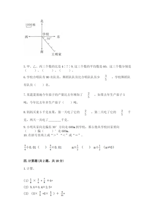 人教版六年级上册数学期末测试卷附答案（综合题）.docx